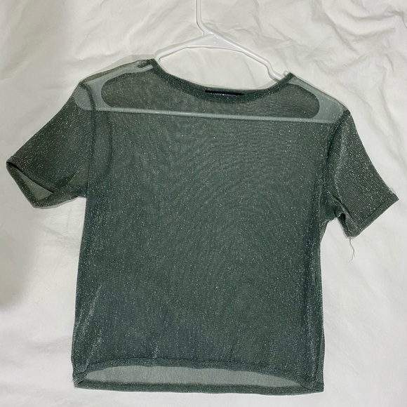 Brandy Melville Green Sheer Crop Top - size small - Picture 2 of 4